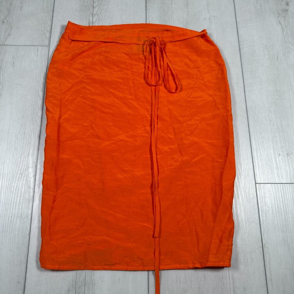 Ziah Orange Wrap Skirt Midi Beach Travel Women's XS - Picture 5 of 11